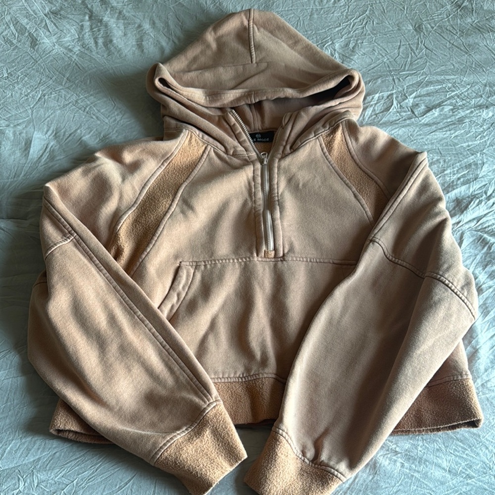 Women's Cropped Tan Hoodie Sweater
